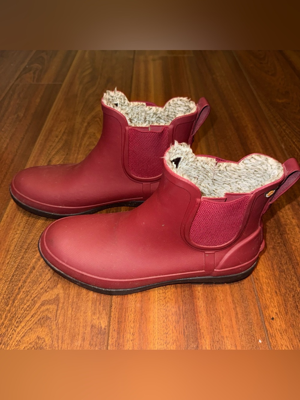 BOGS Women's Amanda Chelsea II Waterproof Slip On Rain Boots Cranberry - Picture 3 of 5